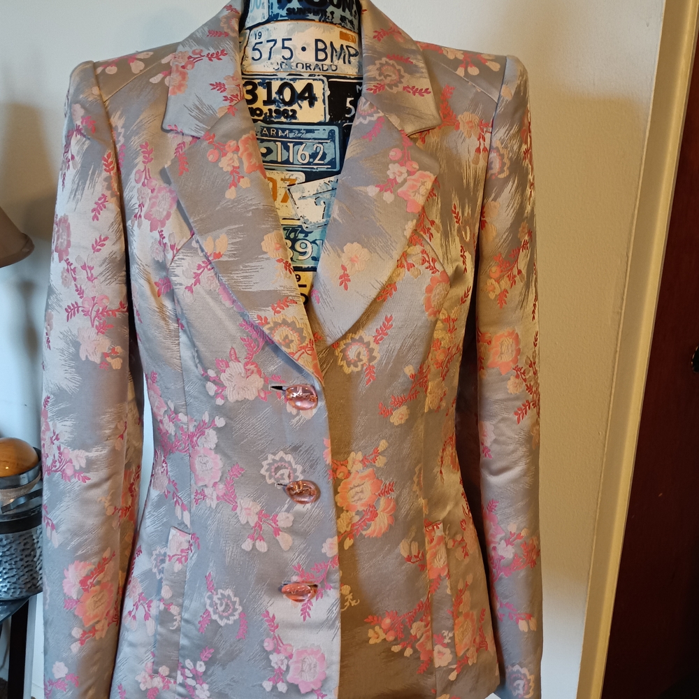 Christian Lacroix Pink and Gray Floral Blazer